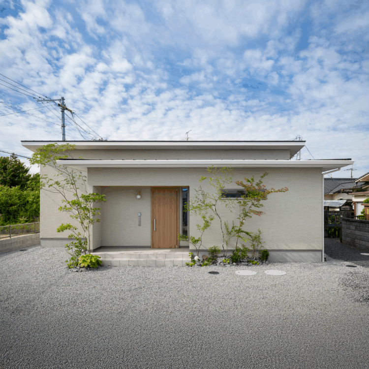 和モダンな白壁と畳リビングの平屋